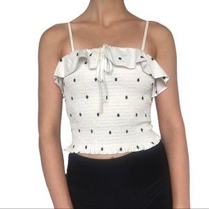 Forever 21 white bandeau cropped ruffle top